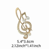 Women Trendy Musical Note Pearl Brooch High-grade Crystal Fashion Clothing Accessories