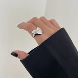 New Simple Fashion Retro Hexagonal Black Glossy Rings Design Sense Men Opening Adjustable Metal Ring Anniversary Gift Jewelry