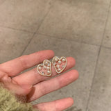 Earrings Jewelry Geometric Heart Imitation Pearl Fashion Stud Earring For Women Accessories Wholesale E0100