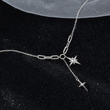 Fashion Six Star Tassel Necklace Women's Cross Pendant Long Chain Party Jewelry Accessories