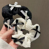 Simplicity Trend Solid Color Fabric Bowknot Large Intestine Hair Rope Girls Lovely Fashionable Versatile Hair Accessories