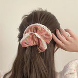 Floral Lace Retro Flower Scrunchie Women Girls Elastic Hair Rubber Bands Accessories Tie Hair Ring Rope Headdress Headwear