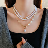 Pearl Necklace Three-piece Set Temperament Fashion Clavicle Chain For Women Beaded Necklaces Sweater Chain Jewelry