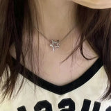 Fashion Y2K Punk Irregular Hollow Star Pendant Necklace Girls Hip Hop Street Simple Metal Necklace Women Trendy Jewelry Gifts