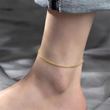 Thin Silver Gold Color Snake Chain Anklet Stainless Steel Adjustable Chain Ankle Gifts for Women Girls Leg Bracelet Jewelry Gift