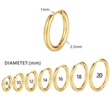 New Simple Stainless Steel Small Hoop Earrings for Women Men 8mm To 20mm Round Cartilage Ear Piercing Fashion Jewelry