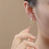 New Fashion Trend Unique Design Elegant Exquisite Light Luxury Round Flower Stud Earrings Women Jewelry Party Premium Gift