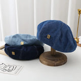 Denim Berets Hat Retro Casual Spring and Summer Shade Painter Cap Korean Alphabet Blue Beret Women's Hats