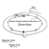 Women Summer Round Bead Chain Love Anklet Simplicity Temperament Double-deck Holidays  Ankle Bracelet