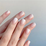 24Pcs Full Cover Transparent White French Press On Nails with Glue Sticker Artificial False