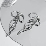 Korean Design Fashion Simple Silver Color Metal Line Bow Earrings Elegant Big Long Bowknot Drop Earrings Female