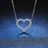 Korean Fashion Heart Shaped Zircon Pendant Necklace for Women Temperament Clavicle Chain Necklace Birthday Party Jewelry Gift