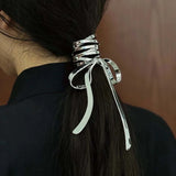 Women Alloy Hairpin Hair Crab Ladies Ponytail Punk Hair Clips Hair Claw Sliver Bow Styling Tools Fashion Hair Accessories Gift