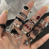 Gothic Fashion Rings For Women Girls Crystal Black Spider Open Ring Hip Hop Punk Irregular Animal Finger Jewelry Halloween Gift