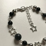 Y2K Star beaded bracelet, Black bead handmade bracelet