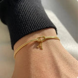 New Stainless Steel Letter A-Z Handmade Knot Bracelets for Women Men Couple Gold Color Dainty Snake Chain Charm Jewelry Gift