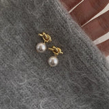 925 Silver Pearl Round Tie Knot Stud Earrings for Women Classic Fine Jewelry Minimalist Geometric Accessories