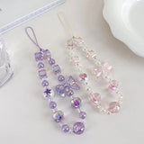 Sweet Cute Candy Bow Beaded Mobile Phone Chain Charm Women Bagbag Cell Phone Case Anti-loss Lanyard Jewelry