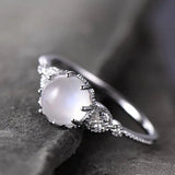 Delysia King Women Vintage Moonstone Ring Water Droplets Semi-transparent High-grade Rings