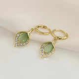 Korean Fashion Ladies Vintage Opal Stone Pendant Drop Earrings for Women Modern Ladies Earring Trend Jewelry pendientes mujer