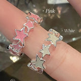 3PCS SET Korean Fashion Y2K Harajuku Blue Pink Irregular Star Open Rings For Girl Cool Sweet 2000s EMO Fairy Jewelry Accessories