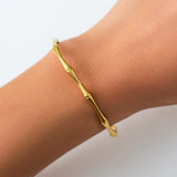 Punk Gold Color Bamboo Joint Open Cuff Bangles Trend Bracelet for Women Men Classic Charm Bracelet Couple Hand Jewelry Gift