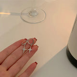 Y2K Goth Harajuku Sweet Cool Silver Color Metal Stars Drop Pendant Earring For Women Egirl Aesthetic Accessories Jewelry