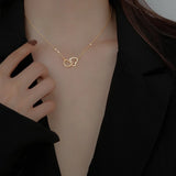 Double Heart Pendant Necklace for Women Couple Choker Gold Silver Color Chain Wedding Party Friends Jewelry Gift