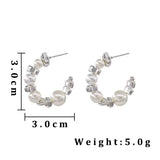 Exquisite C Shape Earrings Irregular Silver Color Beaded & Pearl Semicircular Dangle Earrings for Women Party Fashion Jewelry