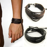 Leisure Fashion Men's Hand-woven Multilayer Leather Bracelet Handmade Lace Up Wrist Strap