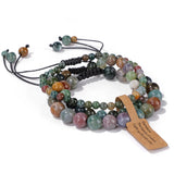 Indian Agate Beaded Bracelets Trendy Adjustable Natural Stone Tiger Eye Amazonites Balance Bracelets Women Men Healing Jewelry