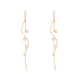 Korean Fashion Long Crystal Tassel Earrings For Women Jewelry Trending New Luxury Zircon Rotating Twisted Women's Earrings