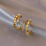 New Geometric Cube Gold Color Granule C-shaped Dangle Earrings Fashion Jewelry Exquisite Accessories For Women‘s Girls Gift