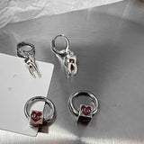 Korean Fashion Red Heart Hoop Earrings For Women Gothic Punk Hip Hop Female Piercing Dangle Earrings Party Y2k Jewelry