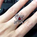 Punk Aesthetic Red Zirconia Heart Cross Open Ring Women Hip Hop Grunge Halloween Aesthetic Gothic Rave EMO Jewelry Accessories