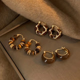 Vintage Dripping Oil U-shaped Earring for Women Simple Hoop Earrings Temperament Personality All-matching Jewelry Female