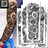 Full-arm Tattoo Stickers With The Crown Of The Virgin Of Jesus And Lion Waterproof Tattoo Stickers