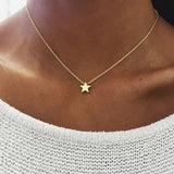 Five-pointed star pendant necklace creative retro simple alloy clavicle chain