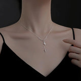 Fashion Six Star Tassel Necklace Women's Cross Pendant Long Chain Party Jewelry Accessories