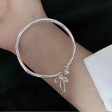 Silver Color Bow Bracelet for Women Cute Romantic Round Ball Jewelry Birthday Gift Dropshipping Wholesale