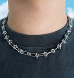 New Fashion Punk Rock Thorns Knot Chains Choker Necklace for Men Unisex Hip Hop Trend Jewelry Short Collar Neck Chains Cool