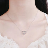 Korean Fashion Heart Shaped Zircon Pendant Necklace for Women Temperament Clavicle Chain Necklace Birthday Party Jewelry Gift