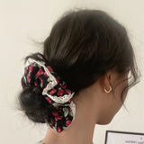 Floral Lace Retro Flower Scrunchie Women Girls Elastic Hair Rubber Bands Accessories Tie Hair Ring Rope Headdress Headwear