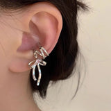  New Ribbon Aesthetics Ear Clips Earrings Ballet Bow-knot Ear Cuff Women Girls Korean Fashion Kpop Earring Jewelry Gifts