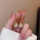 Korean Fashion Ladies Vintage Opal Stone Pendant Drop Earrings for Women Modern Ladies Earring Trend Jewelry pendientes mujer