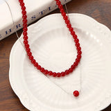 New Design Artificial Crystal Red Beaded Necklace for Women Stacked Clavicle Chain Fashion Jewelry Accessories Wholesale