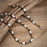 2pcs/set Vintage Natural Soft Clay Beads Bracelet Necklace for Men African Surf Tribal Jewelry Set