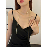 Women'S Light Luxury Pull-Out Necklace, High-End Snake Bone Chain, Simple And Versatile Neck Chain, Long Sweater Chain