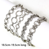 304 Stainless Steel Link Chain Men Bracelets Silver Color Men'S Cuff Wristband Metal Bracelet For Women Punk Gift No Fade1Piece