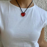 New Fashion Glass Crystal Love Heart Pendant Necklaces for Women Hot Girls Harajuku Korean Necklace Sweet Cool Y2k Jewelry 